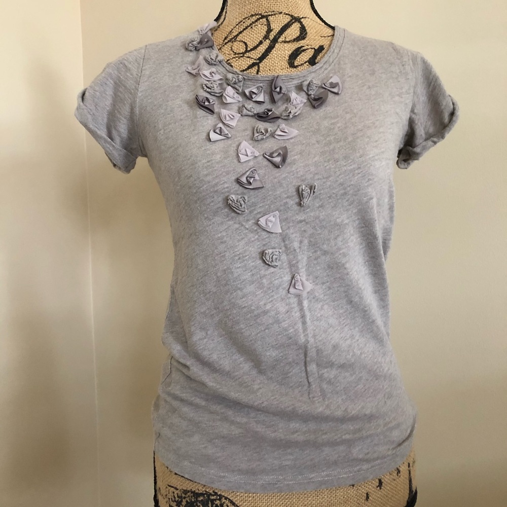 Hollister heather grey top with ruffle detail
